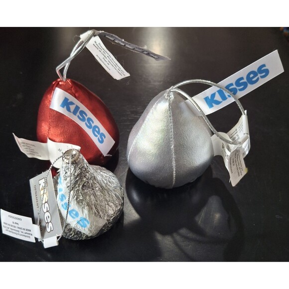 Ruz Hershey Kisses Ornaments Christmas Decor 3 Count Hanging Silver Red New - Picture 3 of 4